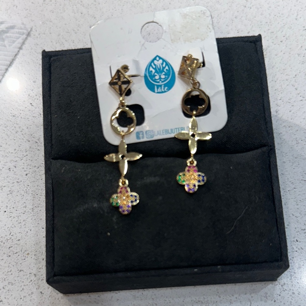 Lale Gold and Multicolor Dangle Earrings
